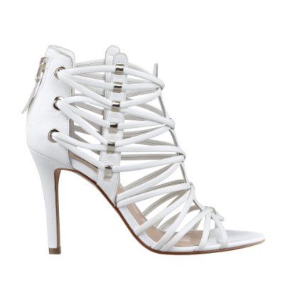 GUESS Leday Strappy Heel Sandals in Ivory Size 6